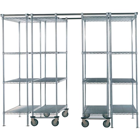 Nexel Space-Trac, 6 Unit, Chrome High Density Shelving, 48inW x 18inD x 76inH, 12ft Length 795977